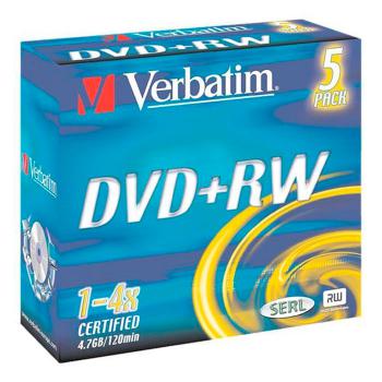  miniDVD+RW Verbatim 1.4, 4x, 5., Jewel Case, (43565),  DVD   