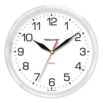 Купить Часы настенные ТРОЙКА (Циферблат белый, обод белый, цифры арабские) 21210213 в Москве