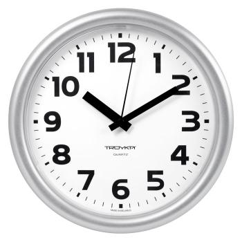 Купить Часы настенные ТРОЙКА (циферблат белый, обод серебро) 21270216 в Москве