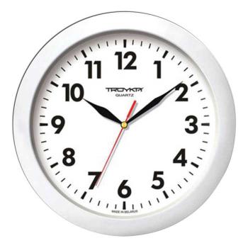 Купить Часы настенные ТРОЙКА (Циферблат белый, обод серебро, цифры большие) 51570511 в Москве