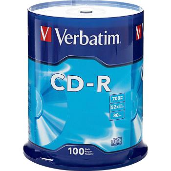 Купить CD-R Verbatim 700МБ, 80 мин., 52x, 100шт., Cake Box, DL, записываемый компакт-диск (VER-43411) в Москве