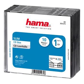 Купить Коробка на 1CD/DVD прозрачный, Slim Box, Hama H-51275 (10шт/упак) в Москве