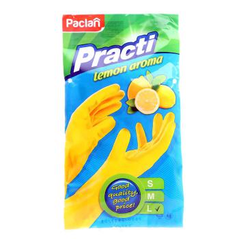 Купить Перчатки резиновые PACLAN Practi, размер S желтые, с ароматом лимона в Москве