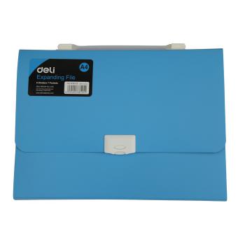 Купить Папка-портфель, 0,75мм, пластик, 7 отделений, голубой, Deli Е38125 в Москве