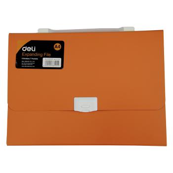 Купить Папка-портфель, 0,75мм, пластик, 7 отделений, оранжевый, Deli Е38125 в Москве