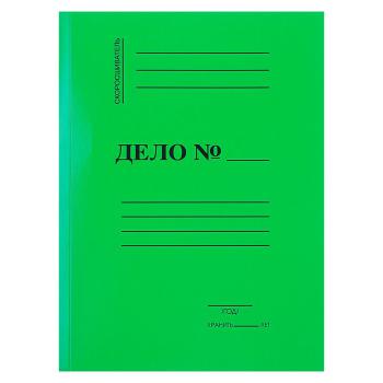 Купить Папка-скоросшиватель "ДЕЛО", 280 г/м, зеленая, мелованный картон, пробивной механизм, 250шт/кор. в Москве