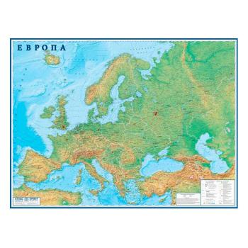 Купить Карта настенная "Европа" 1,58х1,18 м., физико-политическая, масштаб 1:3 800 000 в Москве