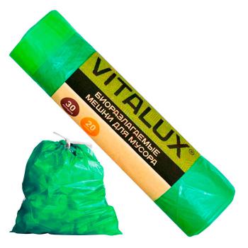 Купить Мешки д/мусора 30 л, зеленые ПНД, 12 мкм, 20 шт/уп. Концепция Быта "VitaLux БИО" в Москве