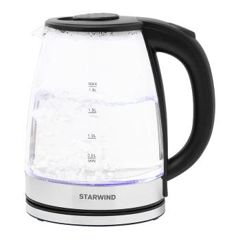 Купить Чайник Starwind SKG2050 1.8л. 1800Вт черный/серебристый (корпус: стекло) в Москве