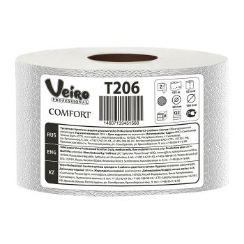 Купить Туалетная бумага 2 сл. в средних рулонах Veiro Professional Comfort, белый, 125м/рул (12рул/уп) T206 в Москве