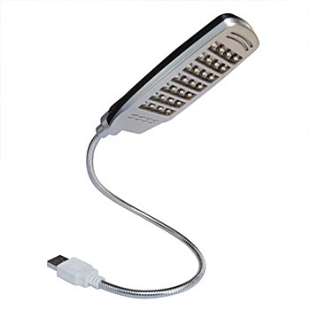 Купить Светодиодная лампа CBR CL-2800S,серебр., 28 светодиодов, гибкая ножка, USB в Москве