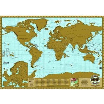 Купить Карта-скретч настенная "Мир" 70х49 см, 1:60 000 000 в Москве