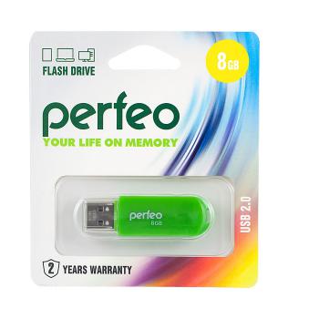 Купить Флеш драйв 8GB Perfeo,  C03, USB 2.0, зеленая, PF-C03G008 в Москве