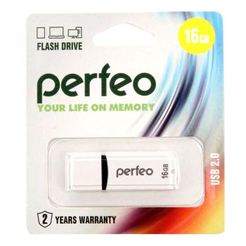 Купить Флеш драйв 16GB Perfeo,  C02, USB 2.0, белая, PF-C02W016 в Москве