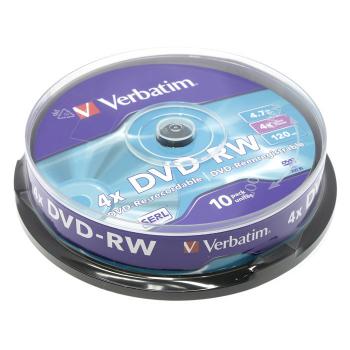 Купить DVD-RW Verbatim 4.7 ГБ, 4х, Cake Box (10шт) (43552) DVD диск в Москве