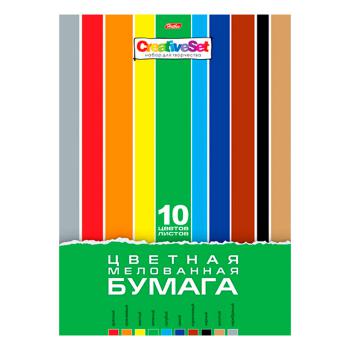 Купить Набор цветной бумаги A4,"Creative Set", 10л., 10цв., мелованная, в папке,  Hatber . в Москве