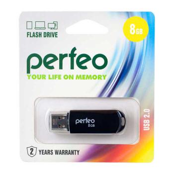 Купить Флеш драйв 8GB Perfeo,  C03, USB 2.0, черная, PF-C03B008 в Москве