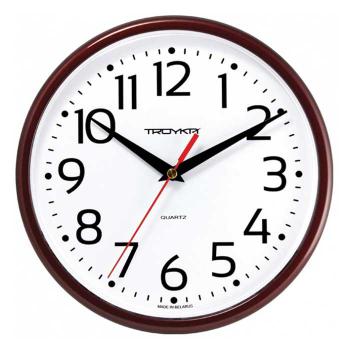 Купить Часы настенные ТРОЙКА (Циферблат белый, обод бордовый, цифры арабские) 91931912 в Москве