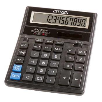 Купить Калькулятор настольный, 12 разрядов, CITIZEN SDC-888TII  черный, Dual Power в Москве