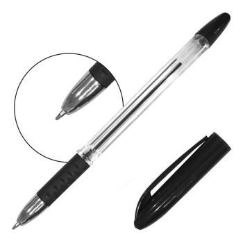 Купить Ручка шариковая "BRIV" 0,7 мм., черная, металл. наконеч., грипп, прозрачный корпус, 50шт/уп. в Москве
