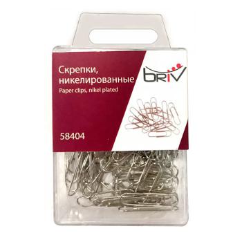 Купить Скрепки металлические, 28 мм., 100 шт/уп., никелированные, пластик. коробка, BriV в Москве