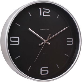 Купить Часы настенные ТРОЙКА (Циферблат черный, обод серебристый) 77777751 в Москве