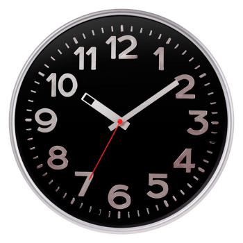 Купить Часы настенные ТРОЙКА (Циферблат черный, обод серебристый) 78777782 в Москве