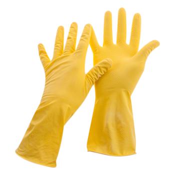 Купить Перчатки резиновые размер S "OfficeClean" желтые с европодвесом в Москве