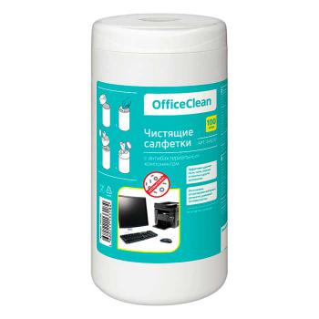 Купить Салфетки чистящие влажные OfficeClean, универсальные для оргтех., антибактериальные, в тубе, 100шт. в Москве