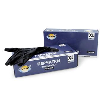Купить Перчатки виниловые без пудры размер XL 100шт/уп (10уп/кор) черные в Москве