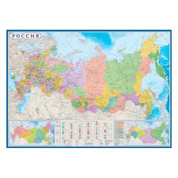 Купить Карта настенная "Россия с Крымом" 2,33х1,58 м., политико-административная, 1:3.7 млн в Москве