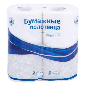 Купить Полотенца бумажные в рулонах OfficeClean "Premium", 3-слойные, 11м/рул, тиснение, белые, 2шт. в Москве