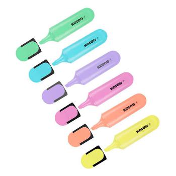 Купить Набор маркеров текстовыделителей 6 цветов пастель Kores Bright Liner Plus (толщина линии 0.5-5 мм) в Москве