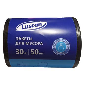Купить Мешки д/мусора 30л черные (ПВД, 25 мкм, в рулоне 50 штук, 50x70 см) Luscan в Москве