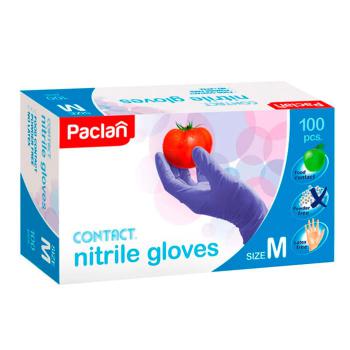 Купить Перчатки нитриловые неопудренные фиолетовые Paclan размер М 100шт/уп в Москве