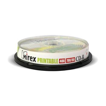 Купить CD-R Mirex 700 Мб 48x, 10 шт., Cake box, printable inkjet, записываемый компакт-диск (UL120038A8L) в Москве