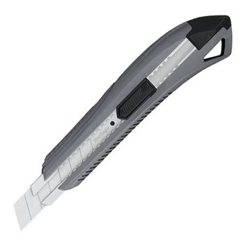 Купить Нож канцелярский 18мм Berlingo "Razzor 200", auto-lock, металл. направл., серый, европодвес в Москве