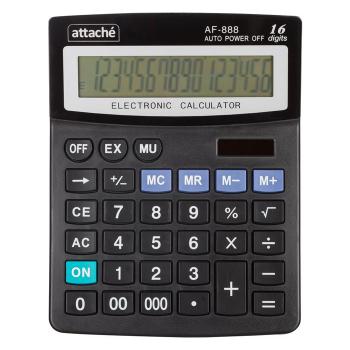 Купить Калькулятор настольный, 16 разрядов, Attache AF-888, черный 210x165x48 мм в Москве