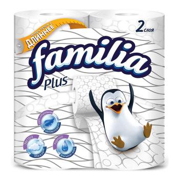 Купить Туалетная бумага Familia Plus 2-слойная белая 20.4 метра (4 рулона в упаковке) в Москве