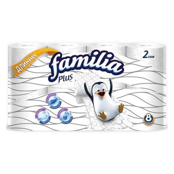 Купить Туалетная бумага Familia Plus 2-слойная белая 20.4 метра (8 рулонов в упаковке) в Москве