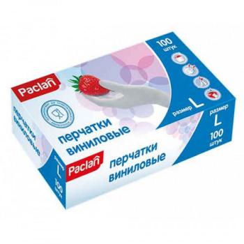 Купить Перчатки виниловые PACLAN неопудренные (размер L, 100 шт/50 пар в уп) в Москве