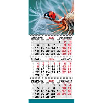 Купить Календарь настенный трехблочный 2024 год Трио Стандарт Божья коровка (295x710 мм) в Москве