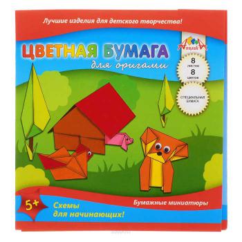 Купить Набор цветной бумаги А5, 8листов, 8цветов, для оригами, 105шт./уп. в Москве