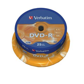 Купить DVD-R Verbatim 4.7 ГБ, 16x, 25 шт., Cake Boх, (43522), записываемый DVD диск. в Москве