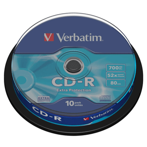 Купить CD-R Verbatim 700МБ, 80 мин., 52x, 10шт., Cake Box , DL, записываемый компакт-диск (VER-43437) в Москве