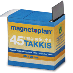Купить Магнитная лента TAKKIS, с клеевым слоем, 45 шт размером 20 х 30 мм в коробке-диспенсоре. в Москве
