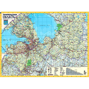 Купить Карта настенная "Ленинградская область" (108х147) Масштаб 1:300 000, ламинированная в Москве