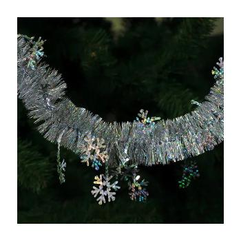 Купить Мишура одноцветная серебряная со снежинками, d=100мм, длина 2м, Winter Wings в Москве
