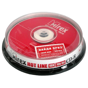 Купить CD-R Mirex 700 Мб 48x, 10 шт., Cake box, HOTLINE, записываемый компакт-диск (UL120050A8L) в Москве