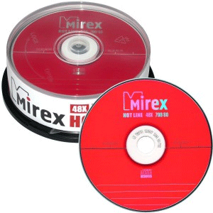 Купить CD-R Mirex 700 Мб 48x, 25 шт., Cake box, HOTLINE, (UL120050A8M), записываемый компакт-диск в Москве